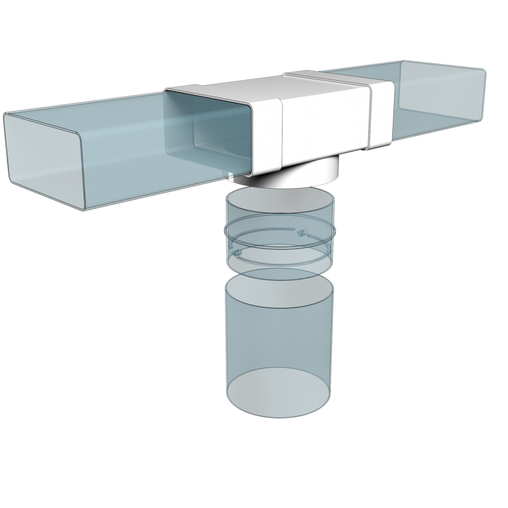 Соединитель плоских воздуховодов с выходом на фланцевые распределители ...